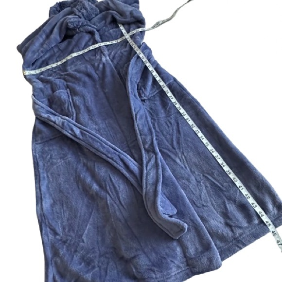 NWT Carole Hochman Women's L Blue Plush Faux Fur Sleeved Belted Midi Wrap Robe - Picture 9 of 13